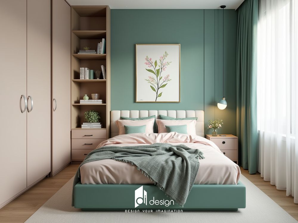 Decor phòng ngủ màu xanh lá không gian thư thái và gần gũi với thiên nhiên Decor phòng ngủ màu xanh lá không gian thư thái và gần gũi với thiên nhiên