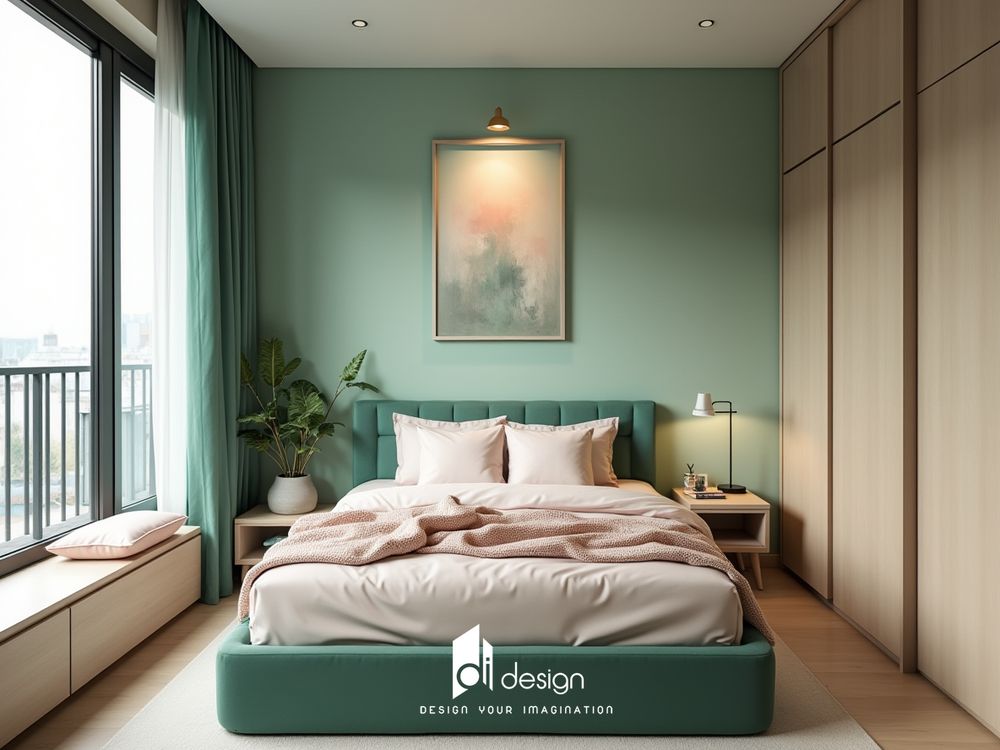 Decor phòng ngủ màu xanh lá không gian thư thái và gần gũi với thiên nhiên Decor phòng ngủ màu xanh lá không gian thư thái và gần gũi với thiên nhiên