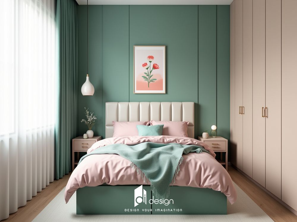 Decor phòng ngủ màu xanh lá không gian thư thái và gần gũi với thiên nhiên Decor phòng ngủ màu xanh lá không gian thư thái và gần gũi với thiên nhiên