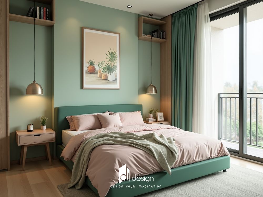 Decor phòng ngủ màu xanh lá không gian thư thái và gần gũi với thiên nhiên Decor phòng ngủ màu xanh lá không gian thư thái và gần gũi với thiên nhiên