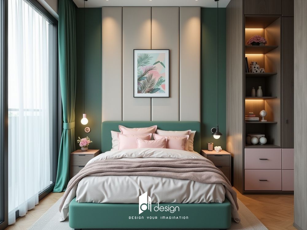 Decor phòng ngủ màu xanh lá không gian thư thái và gần gũi với thiên nhiên Decor phòng ngủ màu xanh lá không gian thư thái và gần gũi với thiên nhiên