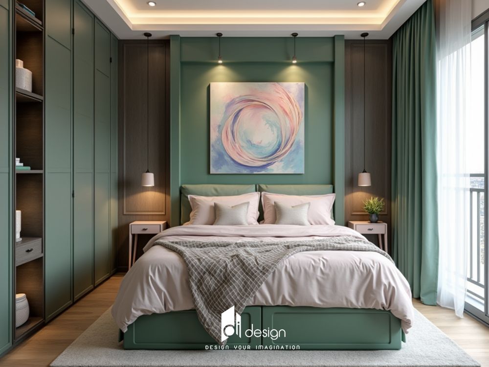 Decor phòng ngủ màu xanh lá không gian thư thái và gần gũi với thiên nhiên Decor phòng ngủ màu xanh lá không gian thư thái và gần gũi với thiên nhiên