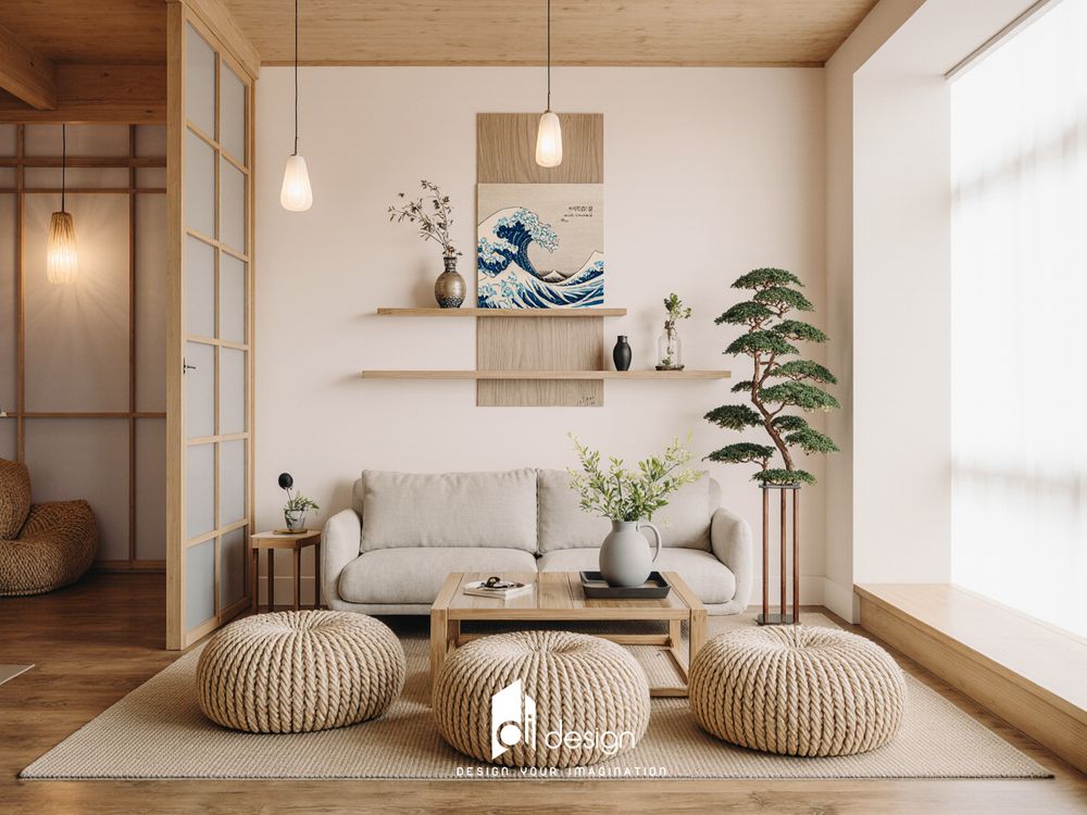 Phòng khách phong cách nội thất Nhật Bản
