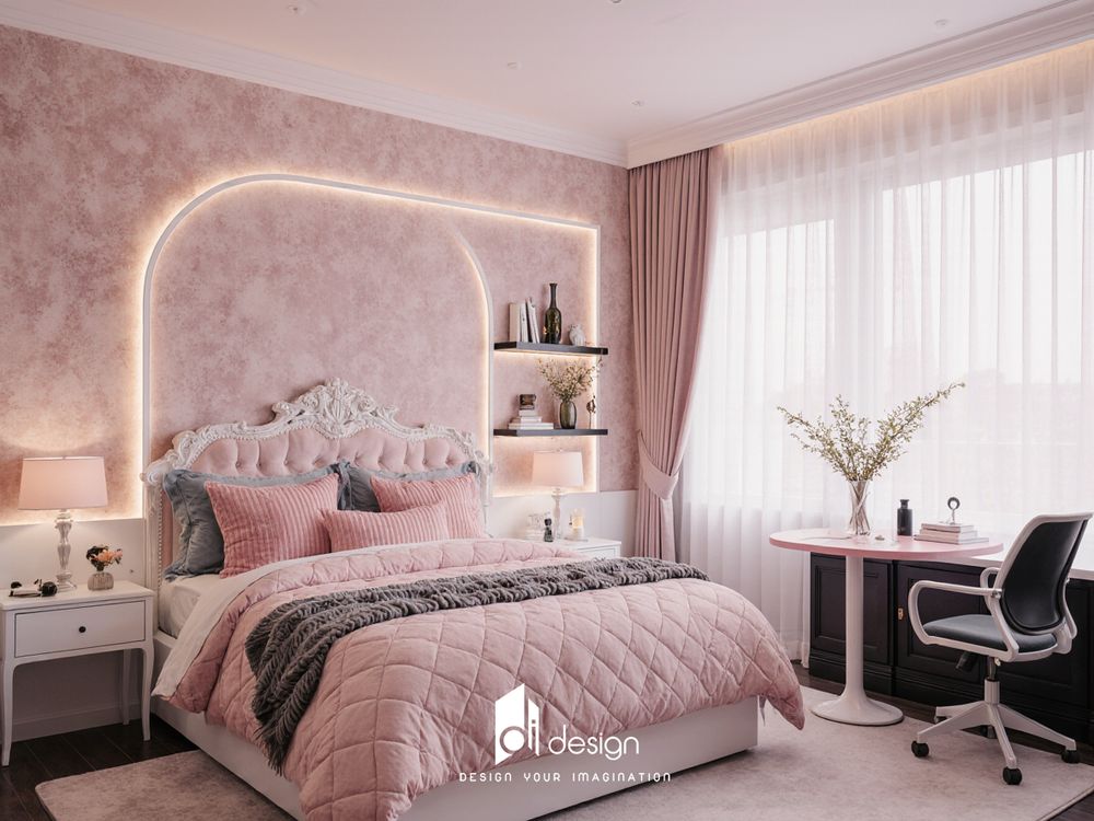 Phòng ngủ màu hồng công chúa niềm mơ ước của mọi bé gái Phòng ngủ màu hồng công chúa niềm mơ ước của mọi bé gái