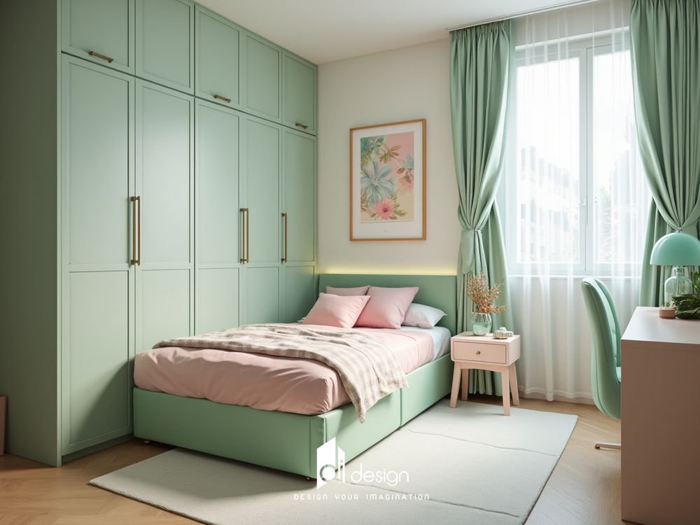 Phòng ngủ màu xanh lá cây nhạt đẹp hiện đại Phòng ngủ màu xanh lá cây nhạt đẹp hiện đại