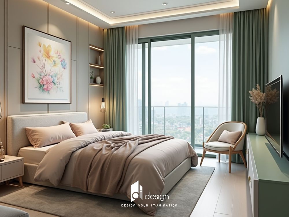 Phòng ngủ màu xanh lá cây nhạt đẹp hiện đại Phòng ngủ màu xanh lá cây nhạt đẹp hiện đại