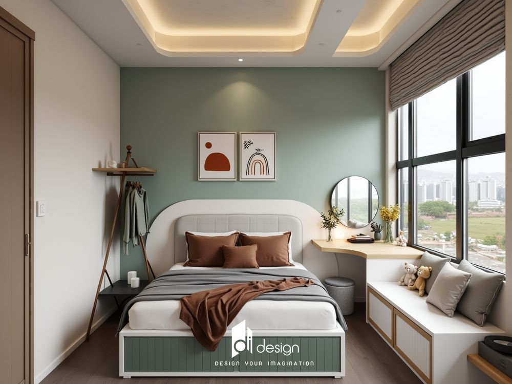 Phòng ngủ màu xanh lá cây nhạt đẹp hiện đại Phòng ngủ màu xanh lá cây nhạt đẹp hiện đại