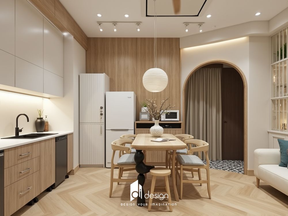 Mẫu thiết kế chung cư 2 phòng ngủ ấm áp, tươi sáng và thoải mái