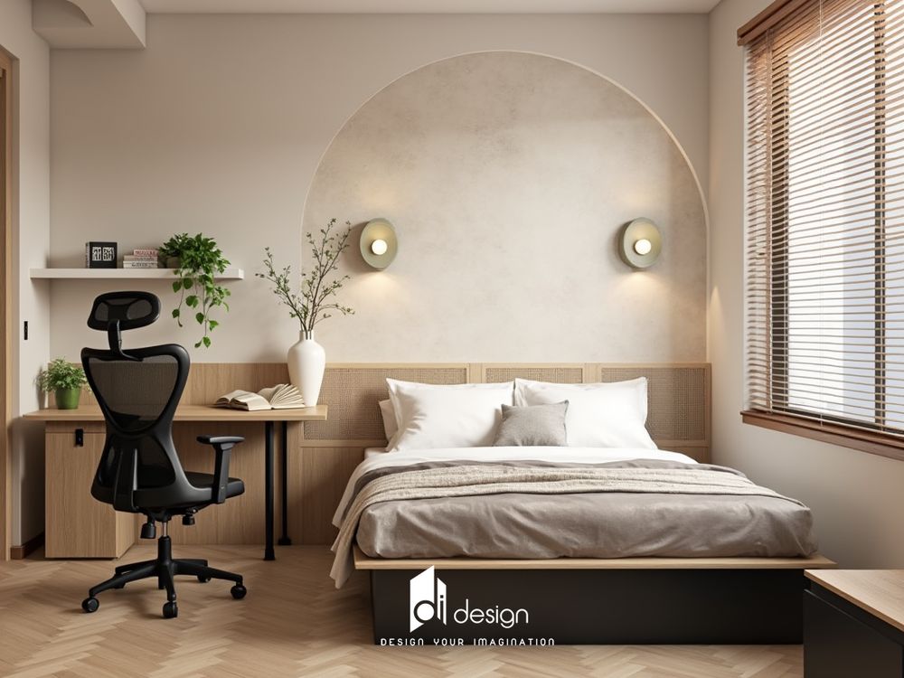 Mẫu thiết kế chung cư 2 phòng ngủ ấm áp, tươi sáng và thoải mái