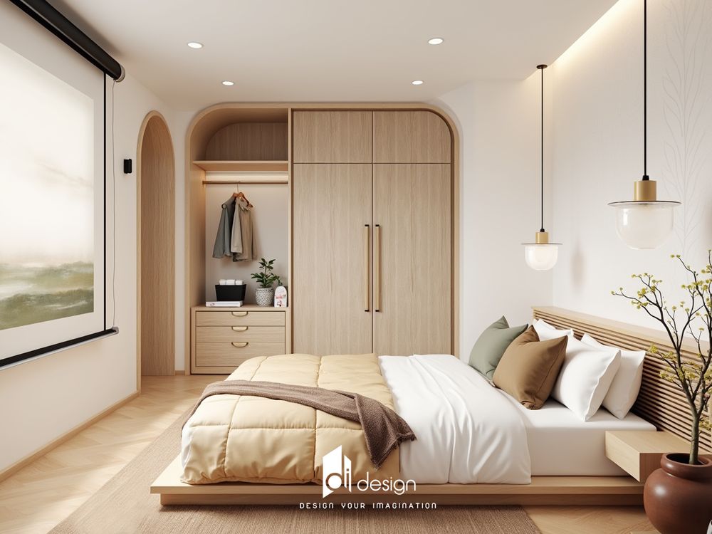 Mẫu thiết kế chung cư 2 phòng ngủ ấm áp, tươi sáng và thoải mái