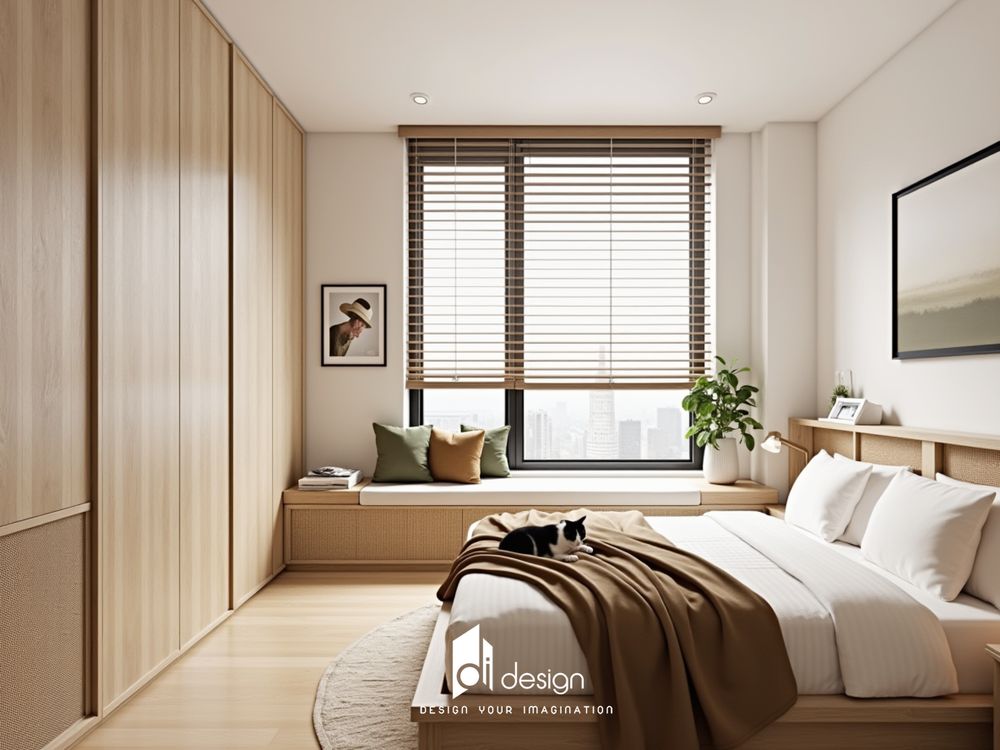Mẫu thiết kế chung cư 2 phòng ngủ ấm áp, tươi sáng và thoải mái
