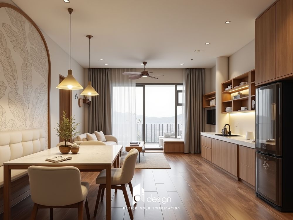 Thiết kế nội thất căn hộ 58m2 2 phòng ngủ đẹp tinh tế Thiết kế nội thất căn hộ 58m2 2 phòng ngủ đẹp tinh tế