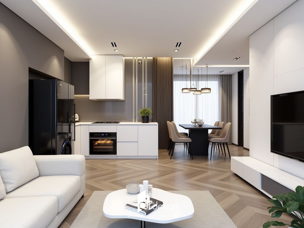 Thiết kế nội thất căn hộ 66m2 hiện đại và sang trọng Thiết kế nội thất căn hộ 66m2 hiện đại và sang trọng