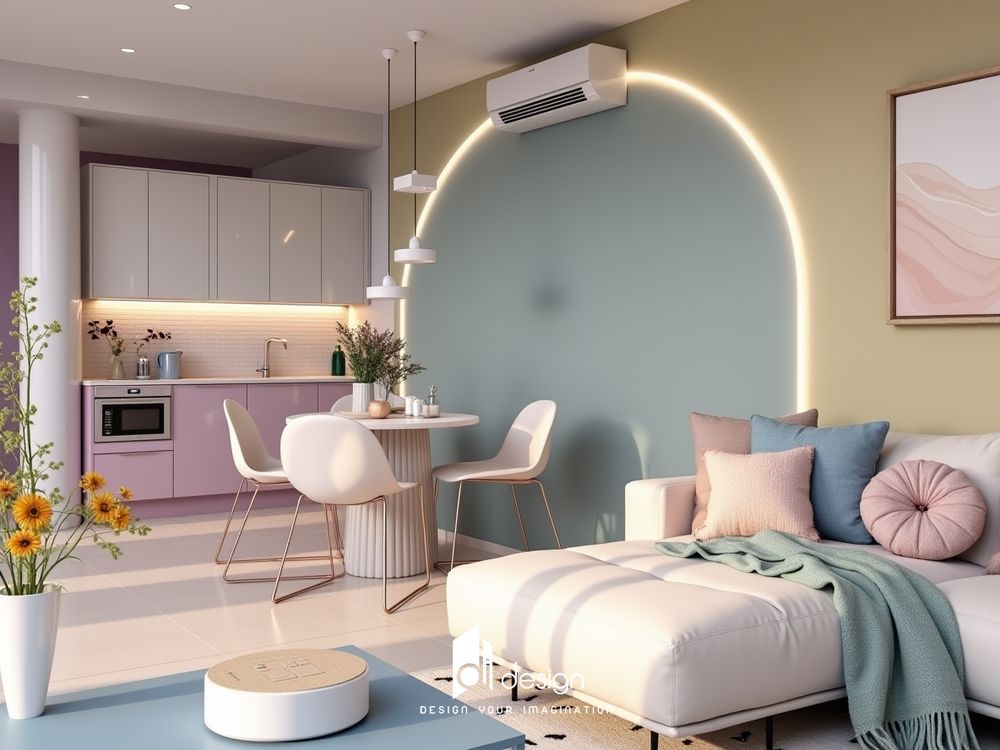 Thiết kế nội thất căn hộ chung cư 60m2 De La Sol tiện nghi Thiết kế nội thất căn hộ chung cư 60m2 De La Sol tiện nghi