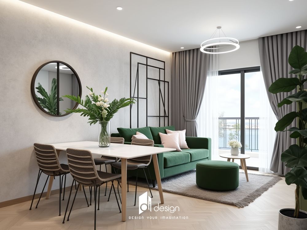 Thiết kế nội thất căn hộ chung cư 67m2 màu xanh lá cây Thiết kế nội thất căn hộ chung cư 67m2 màu xanh lá cây