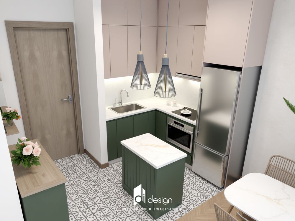 Thiết kế nội thất căn hộ chung cư 67m2 màu xanh lá cây Thiết kế nội thất căn hộ chung cư 67m2 màu xanh lá cây