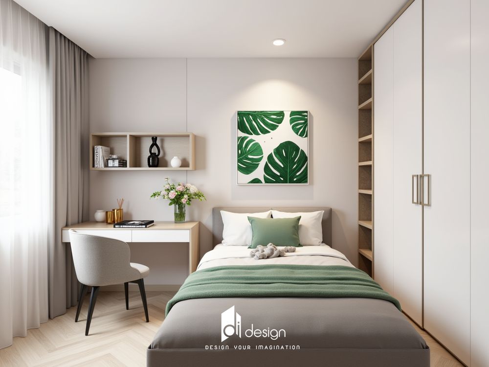 Thiết kế nội thất căn hộ chung cư 67m2 màu xanh lá cây Thiết kế nội thất căn hộ chung cư 67m2 màu xanh lá cây