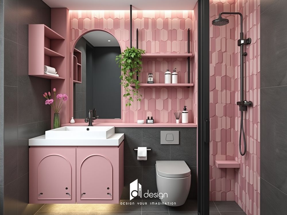 Thiết kế nội thất căn hộ chung cư 68m2 Tecco Đầm Sen Complex – tông màu hồng ngọt ngào, ấm cúng