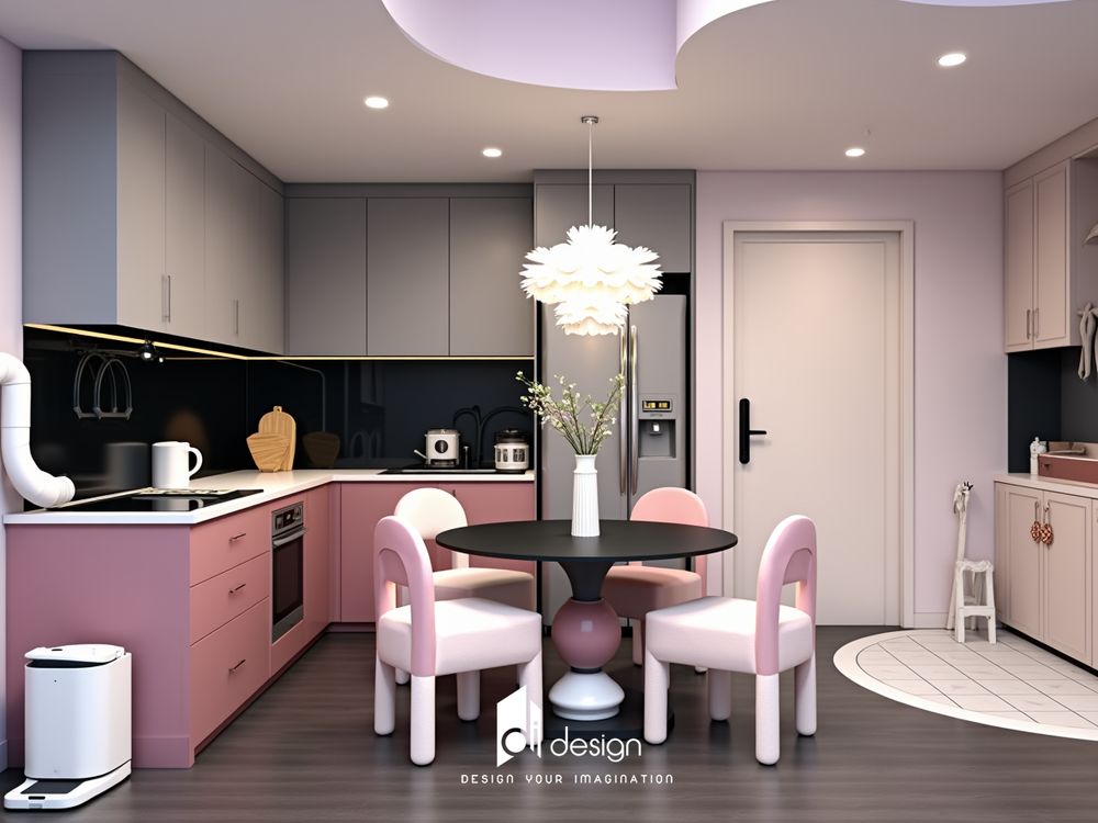 Thiết kế nội thất căn hộ chung cư 68m2 Tecco Đầm Sen Complex – tông màu hồng ngọt ngào, ấm cúng