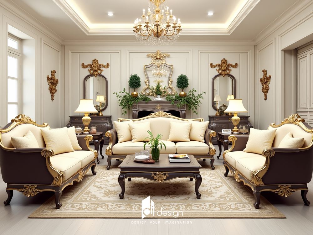 Thiết kế nội thất phòng khách cổ điển đẹp, sang trọng Thiết kế nội thất phòng khách cổ điển đẹp, sang trọng