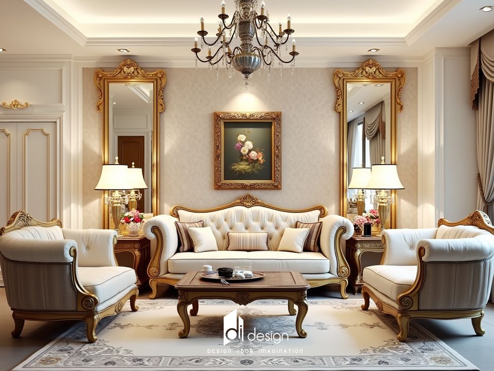 Thiết kế nội thất phòng khách cổ điển đẹp, sang trọng Thiết kế nội thất phòng khách cổ điển đẹp, sang trọng