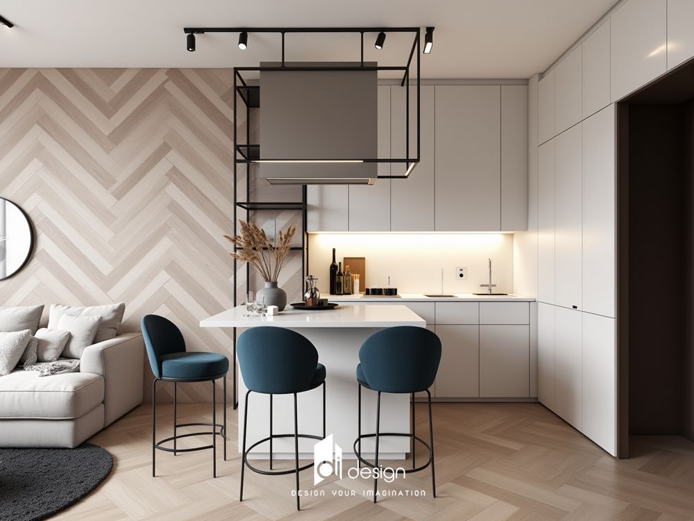 Thiết kế nội thất căn hộ chung cư 53m2 tiện nghi và đẹp mắt