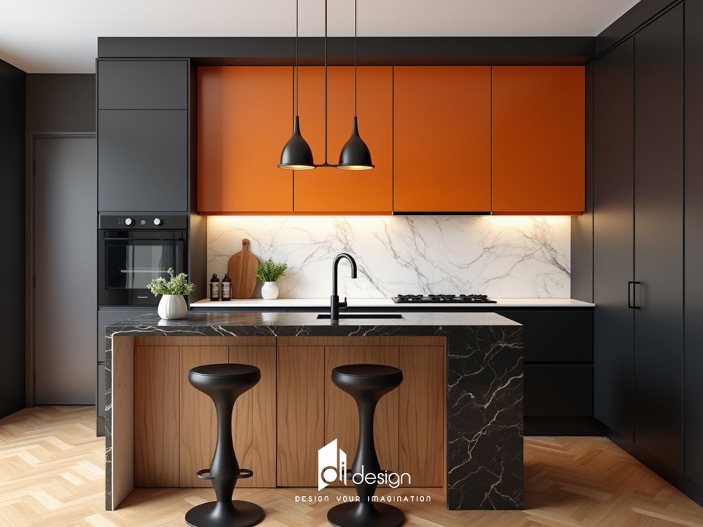 Thiết kế nội thất phòng bếp bằng đá cẩm thạch